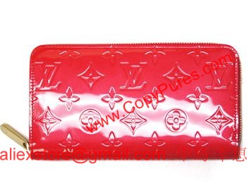 ルイヴィトン　LOUIS VUITTON　ヴィトン　財布　LV　ヴェルニ　ラウンドジップ長財布　ジッピーウォレット　ルージュグレナディン　M91732